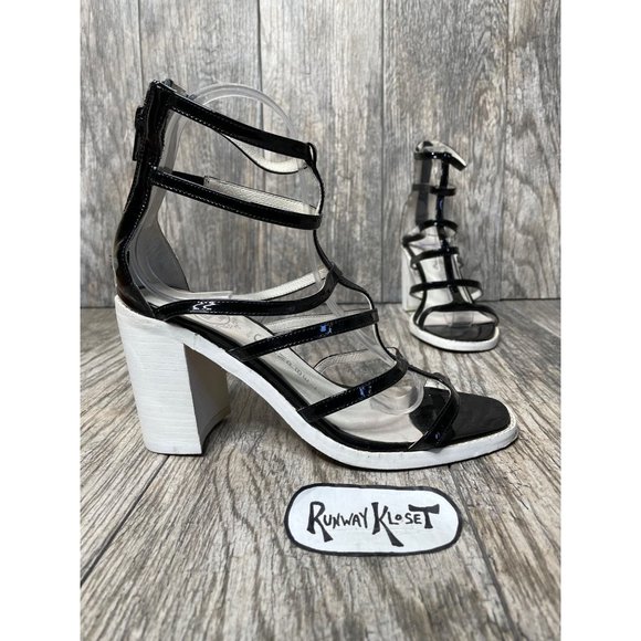 JEFFREY CAMPBELL CALIFORNIA Handmade IBIZA Encased Block Heel Women size 7.5 - Picture 1 of 12